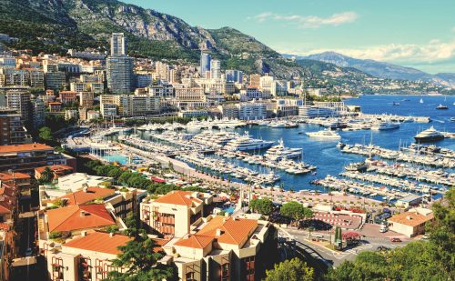 Port Hercules marina in Monaco with yachts and city view